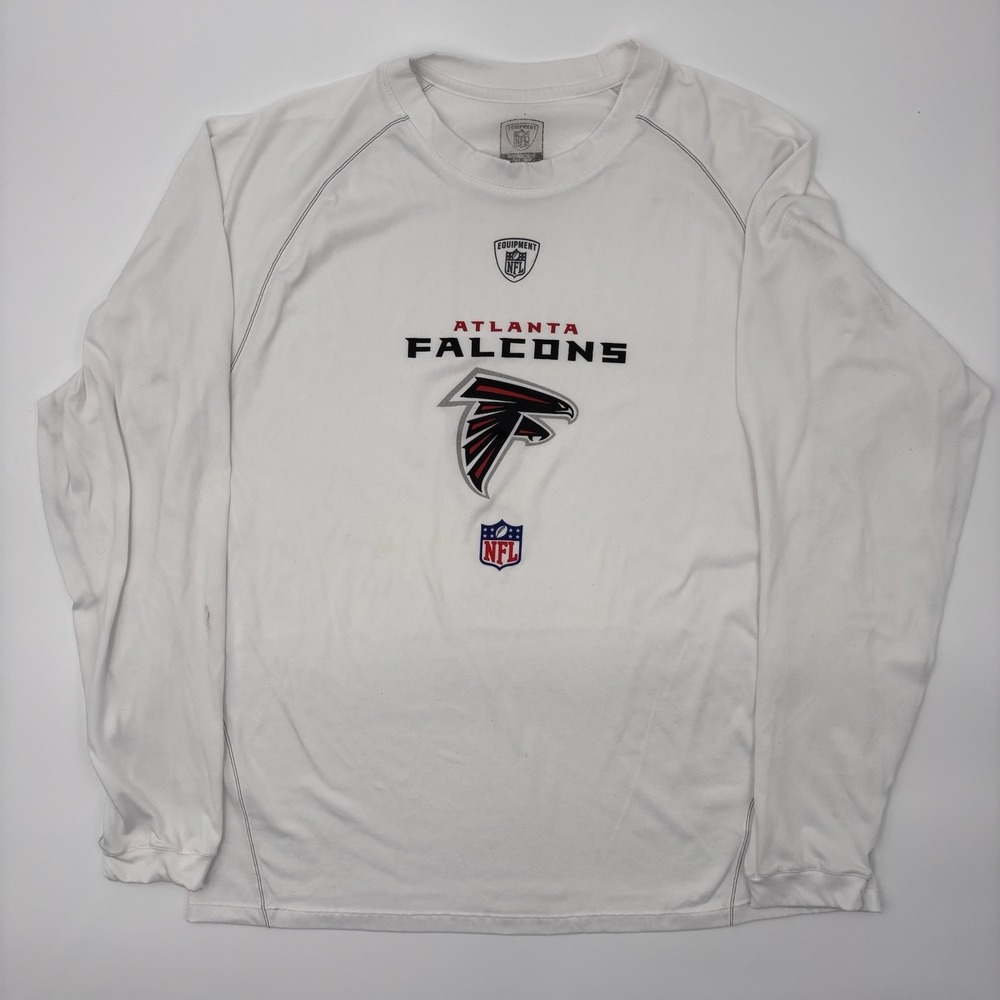 VINTAGE NFL Atlanta Falcons Equipment Long Sleeve Shirt Mens L White